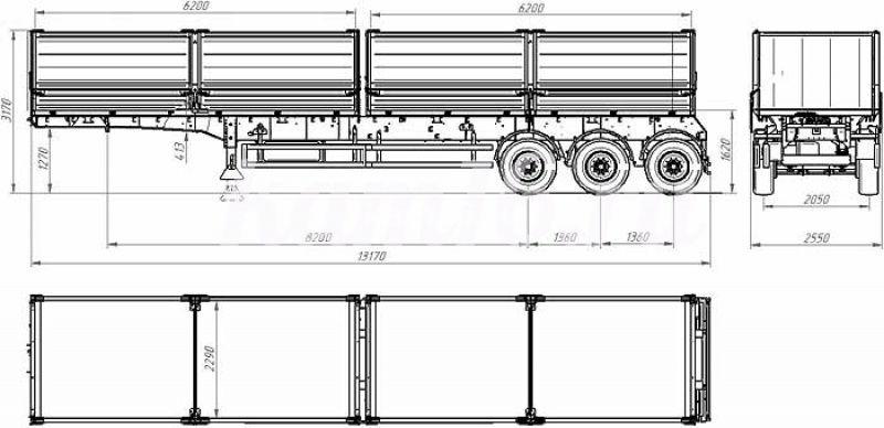 Полуприцеп зерновоз самосвал трехосный самосвальный